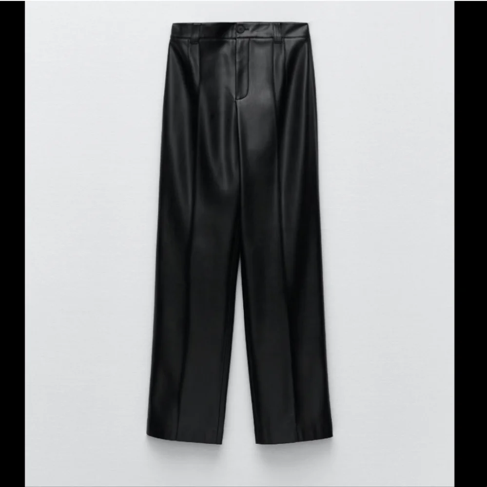 Zara * Faux Leather Straight Wide Full Length Pants - Picture 15 of 16